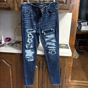 American Eagle Outfitters Light Blue Ripped Skinny Jeans